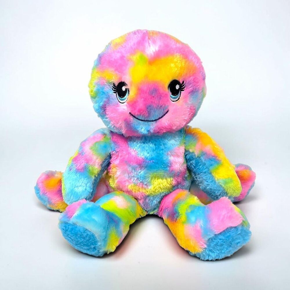 Build A Bear BAB Octopus Tie Dye Rainbow Plush Stuffed Animal 15 inch
